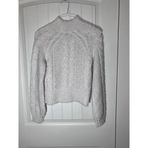 Sunday Best Womens XXS Ivory Cable Knit Pullover‎ Sweater Mock Neck Long Sleeve